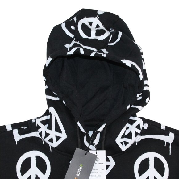 Create 2MEW Mens XL Sweatshirt Hoodie Black All Over Graffiti Embroidered Skull - Picture 5 of 14